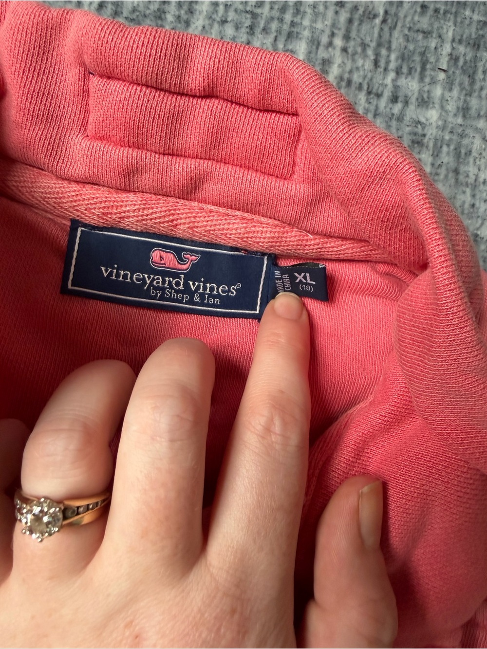 Vineyard Vines Coral Pink Quarter-Zip Pullover - Picture 3 of 5